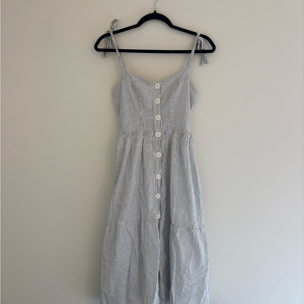 Madewell Blue and White Striped Midi Dress